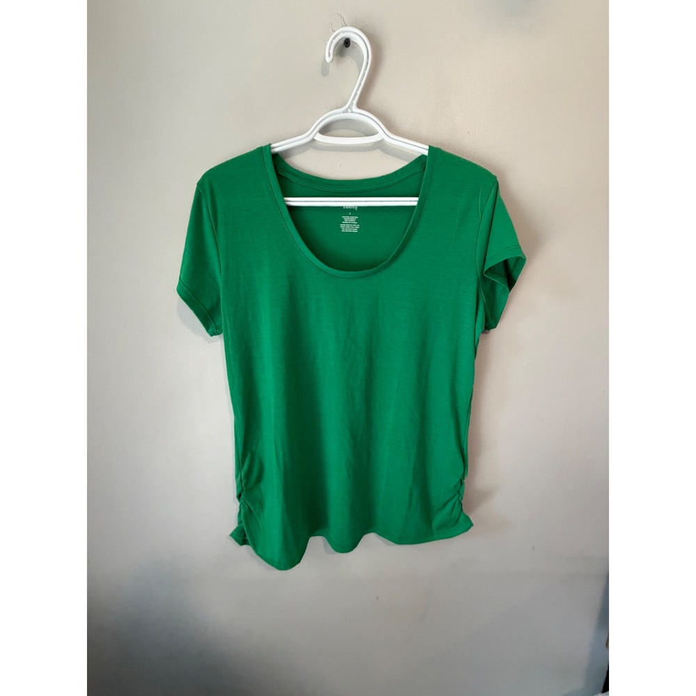 Jennifer Lauren Green Scoop Neck Short Sleeve Side Ruched Top Large